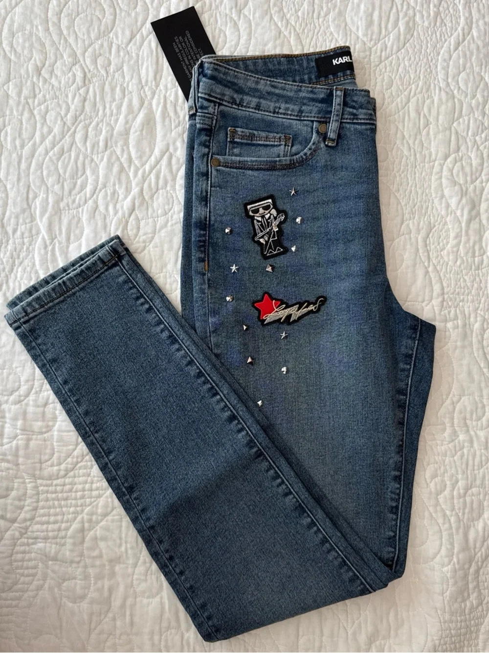Karl Lagerfeld Jeans Skinny with Red Star Patch - Picture 1 of 13